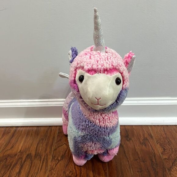 Walmart Tie Dye Flying Sparkly Wings Unicorn Llama 15” Tall Plush 12” Long - Picture 6 of 10
